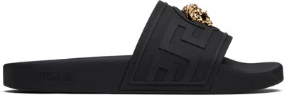 Versace Black 'la Medusa' Pool Slides