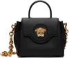 Versace Medusa Patent Leather Top Handle Bag In Kvo41-black-