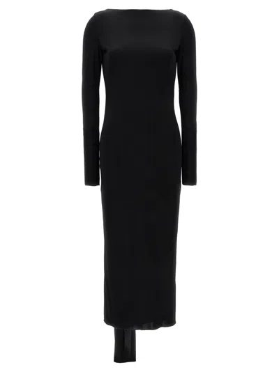 Versace Vacation Capsule Long Dress With Back Drape In Black