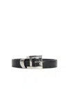 Versace Black Lear Belt In Black