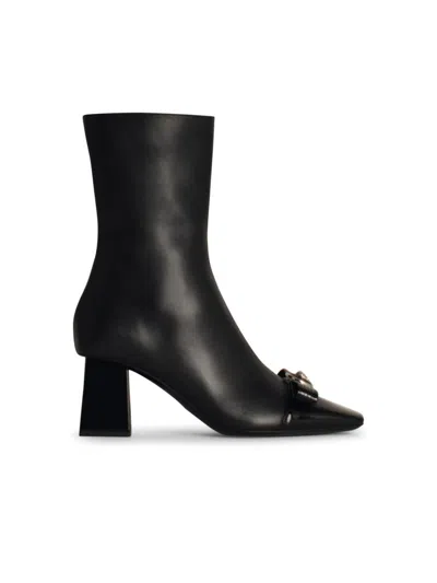 VERSACE VERSACE BLACK LEATHER ANKLE BOOTS