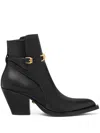 Versace Black Leather Ankle Boots In Black