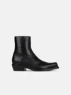 Versace Black Leather Ankle Boots In Black