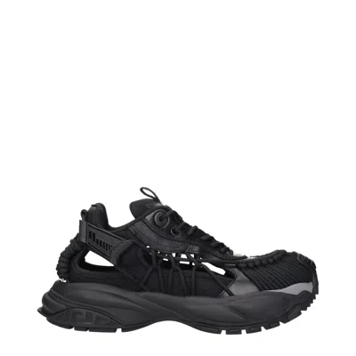 Versace Black Leather Athletic Sneakers