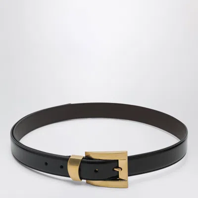 Versace Black Leather Belt In Gold