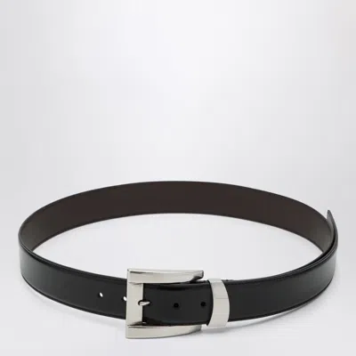 Versace Black Leather Belt With Logo Lettering