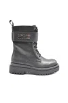 Versace Black Leather Boots In Black