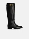 Versace Black Leather Boots In Black