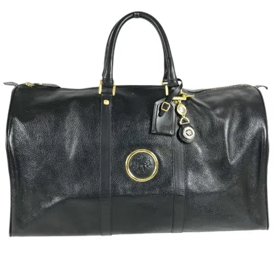 Pre-owned Versace Black Leather Boston Bag Handbag ()