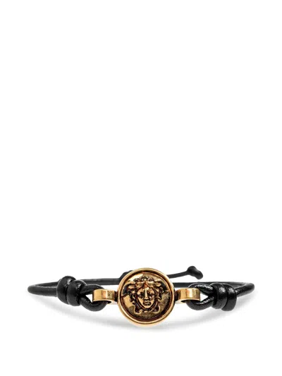 Versace Black Leather Bracelet