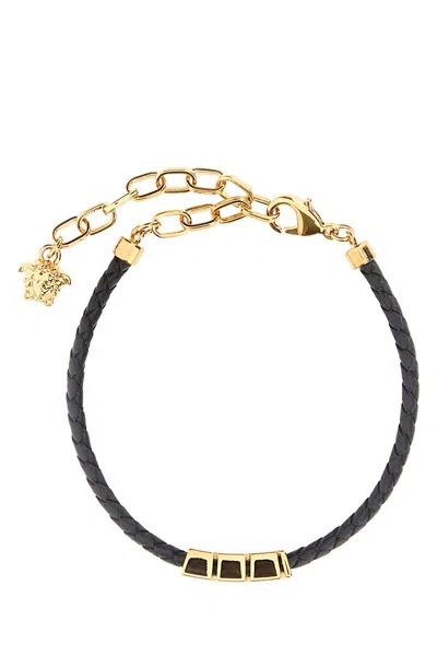 Versace Black Leather Bracelet