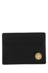 Versace Rectangular Card Wallet In Smooth Black Leather