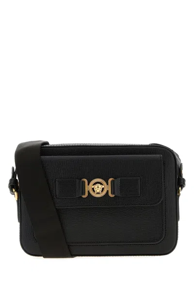 VERSACE BLACK LEATHER CROSSBODY BAG