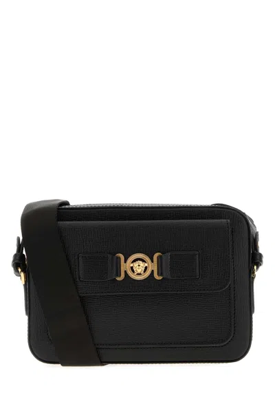 VERSACE BLACK LEATHER CROSSBODY BAG