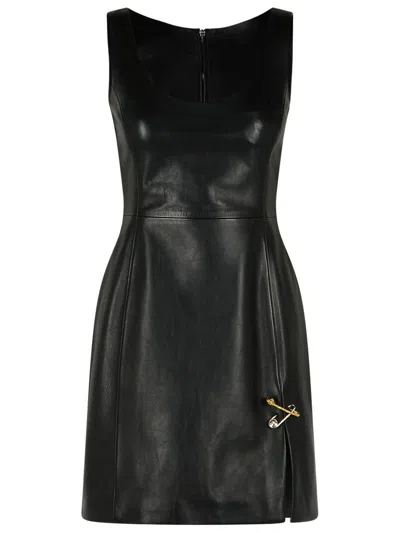 Versace Pin Detail Mini Scoop Sleeveless Dress In Black