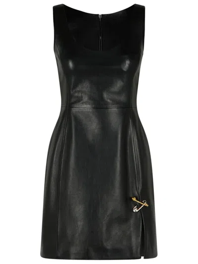 Versace Pin Detail Mini Scoop Sleeveless Dress In Black
