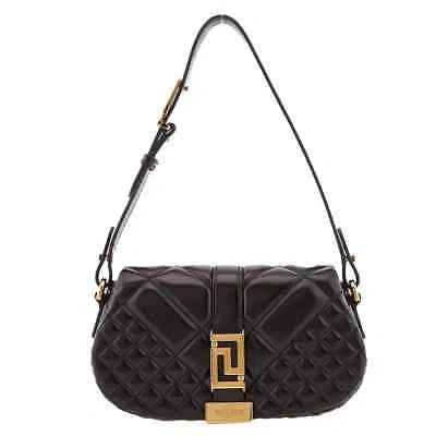 Pre-owned Versace Black Leather Greca Goddess Mini Bag 10109511a081861b00v