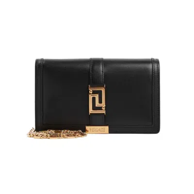 Versace Black Leather Greca Goddess Mini Bag