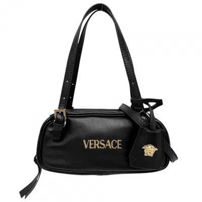 Pre-owned Versace Black Leather Handbag Shoulder Bag ()