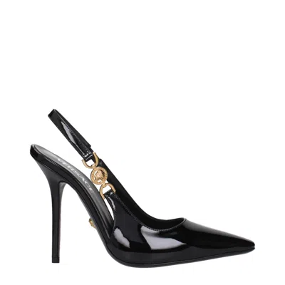 VERSACE BLACK LEATHER HIGH HEEL PUMPS