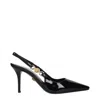 Versace Black Leather High Heel Pumps In Black