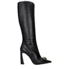 Versace Leather High Heel Heel Boot In Black