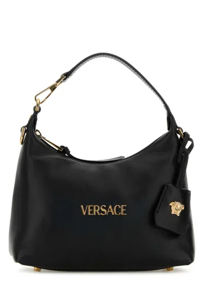 Versace Black Leather Hobo  Tag Handbag