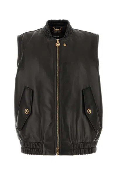 VERSACE VERSACE BLACK LEATHER JACKET