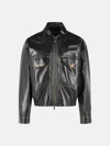 Versace Black Leather Jacket In Black