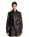 Versace Black Leather Jacket In Black