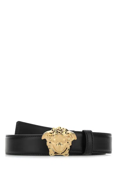 Versace Medusa Head Embossed Belt In Black