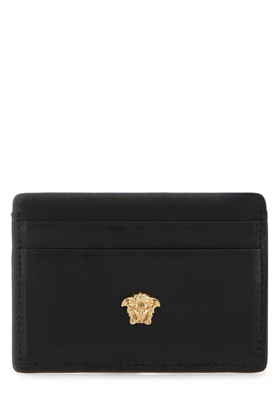 Versace Black Leather La Medusa Card Holder