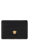 Versace La Medusa Leather Card Holder In Black