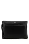 Versace Black Leather Large Cargo Clutch