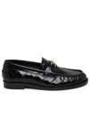 Versace Womens Black Medusa Croc-embossed Leather Loafers In Black