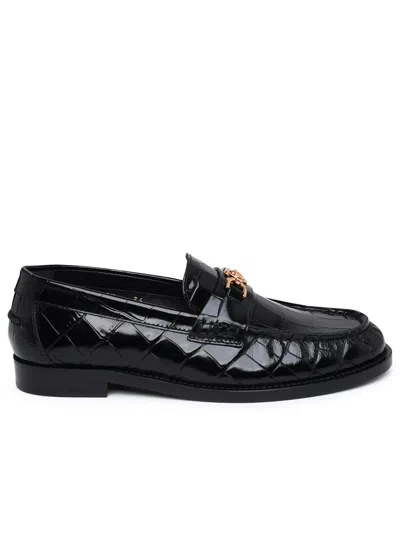 VERSACE BLACK LEATHER MEDUSA 95 LOAFERS