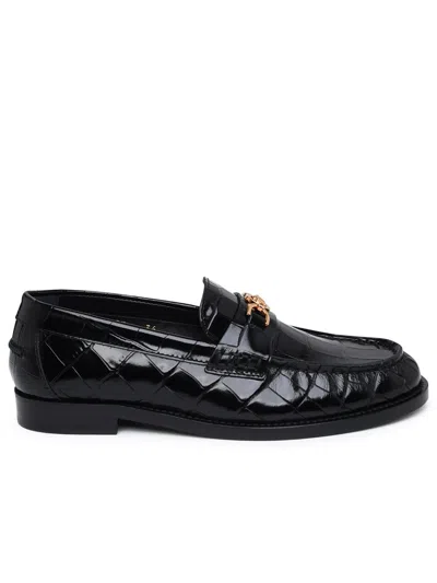 VERSACE VERSACE BLACK LEATHER LOAFERS