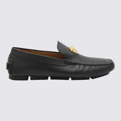 VERSACE VERSACE BLACK LEATHER LOAFERS