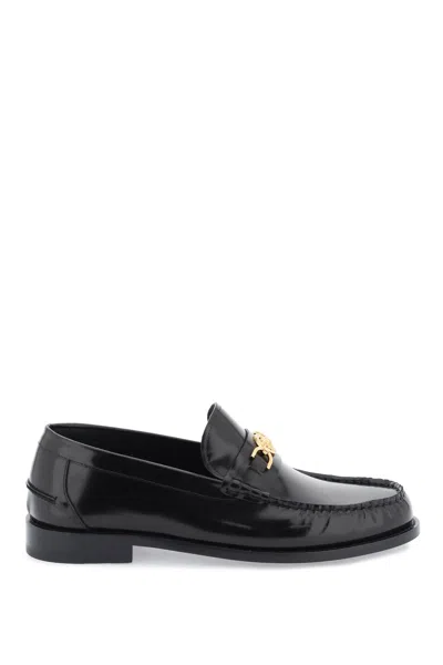VERSACE BLACK LEATHER LOAFERS