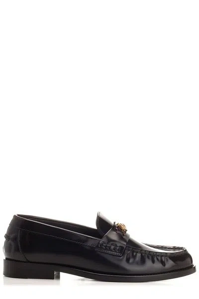 VERSACE VERSACE BLACK LEATHER MEDUSA  95 LOAFERS