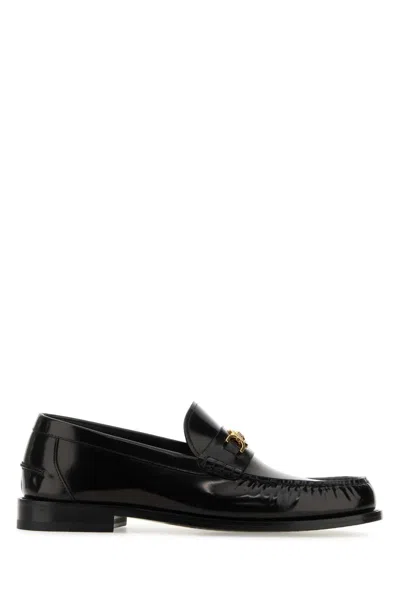 VERSACE VERSACE BLACK LEATHER MEDUSA  95 LOAFERS