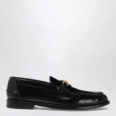 Versace Black Leather Medusa 95 Loafers In Multi