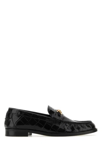 Versace Black Leather Medusa 95 Loafers In 1b00v