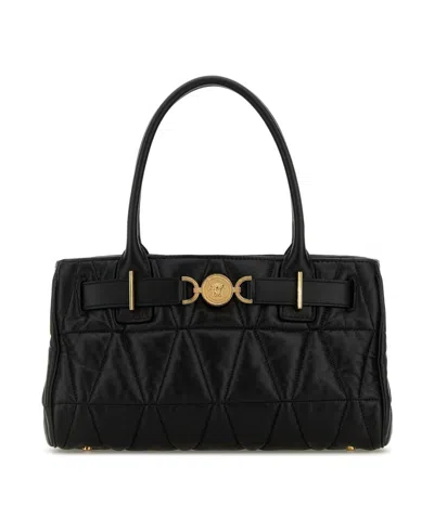 Versace Black Leather Medusa  95 Shopping Bag
