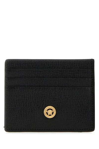 VERSACE BLACK LEATHER MEDUSA BIGGIE CARD HOLDER
