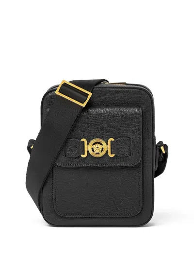 Versace Black Leather Medusa Biggie Crossbody Bag