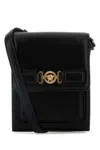 Versace Black Leather Medusa Biggie Crossbody Bag In Blackgold