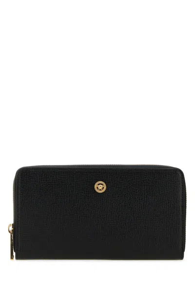 Versace Black Leather Medusa Biggie Wallet