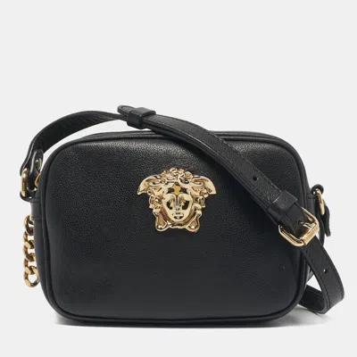 Pre-owned Versace Black Leather Medusa Camera Crossbody Bag