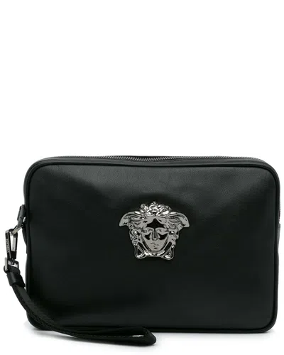 Versace Black Leather Medusa Clutch (authentic Pre-loved)